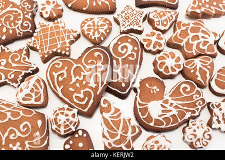 Gingerbread cookies, tradizionali biscotti di Natale. Foto Stock