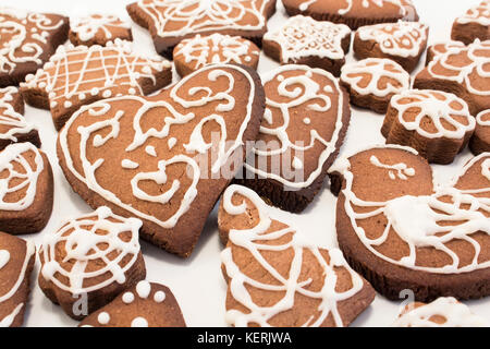 Gingerbread cookies close up. Foto Stock