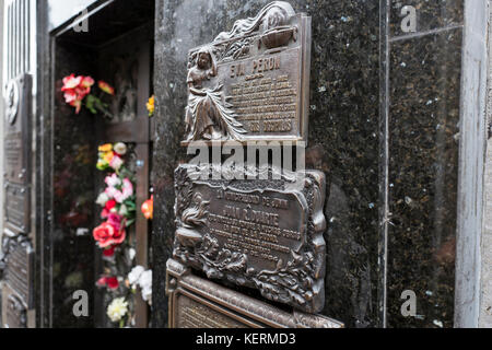 Tomba di Eva Peron, cementerio de la Recoleta, buenos aires Foto Stock