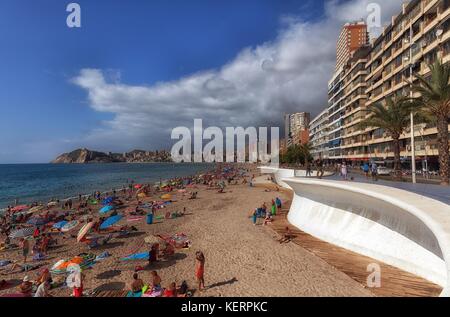 Spiaggia di Poniente di Benidorm Foto Stock