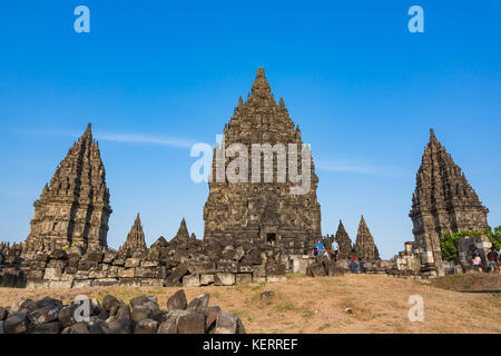 Prambanan, un 9th-secolo tempio indù composto nel centro di Giava, in Indonesia Foto Stock