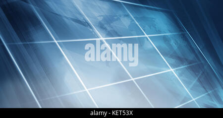 Studio grande tv a schermo piatto con global mappa del mondo e mette in evidenza. Foto Stock