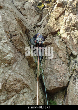 Arrampicata su roccia murray è rotta sulla rupe di dow in coniston fells del distretto del lago Foto Stock