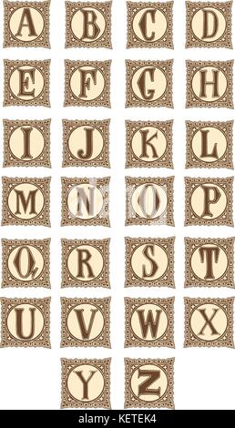 Elegante lettera alfabeto . vintage vettore capitale impostato Illustrazione Vettoriale