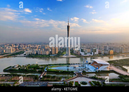 La costruzione della città di Guangzhou nella provincia di Guangdong, Cina Foto Stock