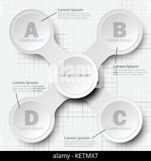 Semplice bianco 3d carta tag clip per la presentazione del sito web coperchio vettore poster infografico design illustrazione concept Illustrazione Vettoriale