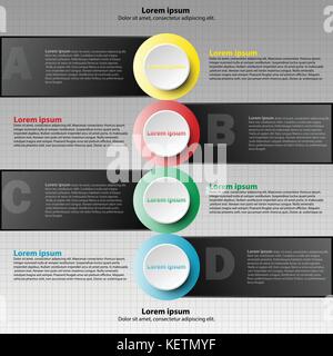 Carta coloful cerchio 3d con quattro temi per la presentazione del sito web coperchio vettore poster infografico design illustrazione concept Illustrazione Vettoriale
