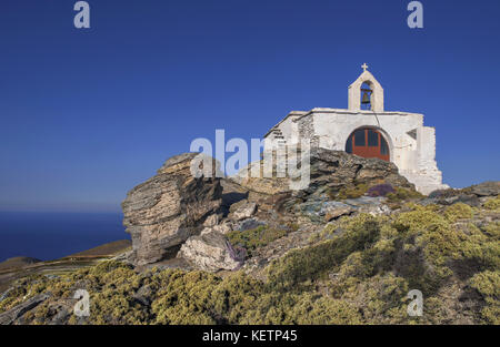 Tipica cappella delle Cicladi in cicladi grecia Foto Stock