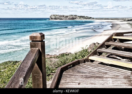 In Australia Fraser Island il vecchio porto di legno come il concetto di vacanza Foto Stock