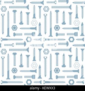 Vector pattern seamless sfondo con viti e dadi. Illustrazione Vettoriale