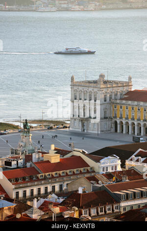 Terreiro do Paço e il fiume Tago. Lisbona, Portogallo Foto Stock