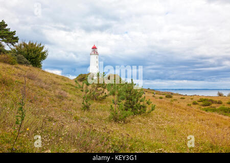 Faro di Dornbusch sull'isola Hiddense, Meclemburgo-Pomerania occidentale Foto Stock