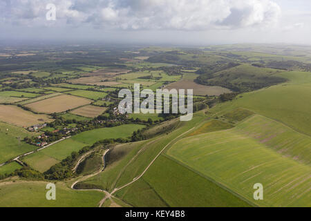 Una veduta aerea del South Downs vicino a Devils Dyke, West Sussex Foto Stock