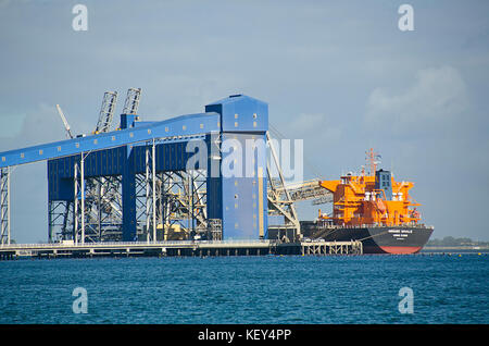 Kwinana cereali alla rinfusa impianto di caricamento nave da carico, Rockingham, Australia occidentale Foto Stock