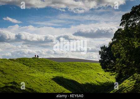 Visita il cerchio di pietra di Avebury, Wiltshire. Foto Stock