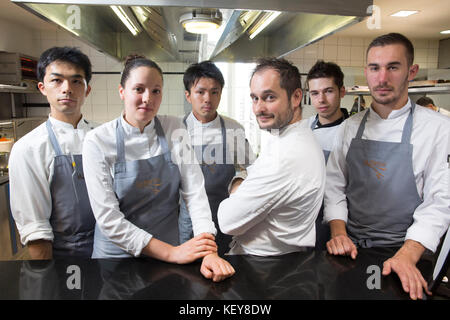 Europa/Francia/Isola di Noirmoutier. Ristorante la Marine.Alexandre Couillon e il team Foto Stock