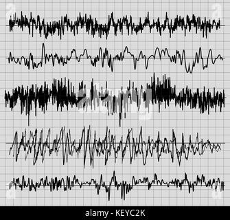 Onda sonora impostata. La tecnologia audio, impulso musicale. illustrazione vettoriale. Illustrazione Vettoriale