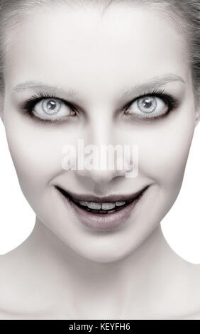 Scary volto femminile con helloween orrore grimm. Foto Stock