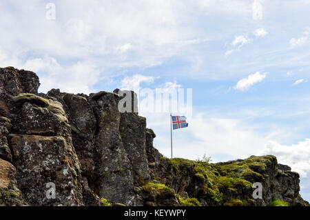 Bella giornata estiva nel parco nazionale di Thingvellir in Islanda Foto Stock