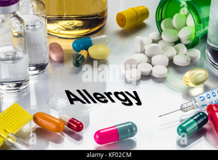 Allergia farmaci come concetto di trattamento ordinario, immagine concettuale Foto Stock