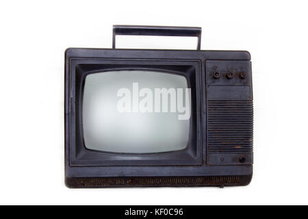 TV retro. TV portatile. Vecchio televisore monocromatico. Isolare su sfondo  bianco Foto stock - Alamy