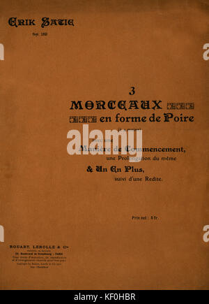 Erik Satie 's "3 morceaux en forme de poire", cliente coperchio, pubblicato da Rouart, Lerolle & Cie, Parigi, 1911. Il compositore francese, 17 maggio 1866 - 1 luglio 1925. Foto Stock