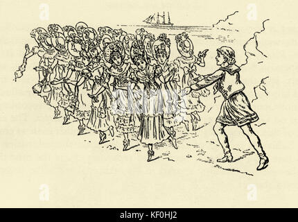 "I Pirati di Penzance', opera comica di Gilbert e Sullivan. Illustrazione di una scena. 'Un pirata! Orrore!' sketch da Orazio Morehen. Foto Stock