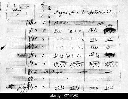 Punteggio manoscritta di Il Flaminio, 1735. Opera di Giovanni Battista Pergolesi, compositore italiano violinista e organista, 4 gennaio 1710 - 16 o 17 marzo 1736. Foto Stock