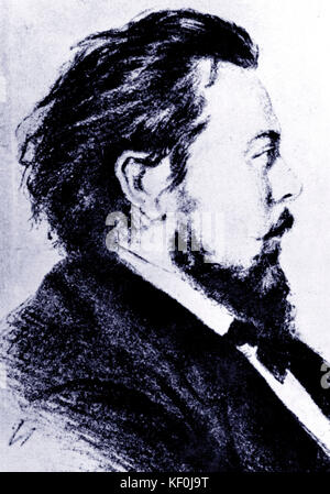 Modesto Petrovich Mussorgsky ritratto di Mussorgsky 1839-1881. Il compositore russo. Disegno fatto 1876 da S.F.Alexandrovsky, nato a Riga, 25-12-1842; ha studiato a San Pietroburgo. Uno dei potenti cinque Foto Stock