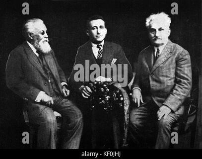 Leos Janacek, (13 luglio 1854 - 12 agosto 1928), compositore ceco, con la ceca insegnante di violino Otakar Sevcik, (1852-1934) (sinistra) e un alunno (centro) Foto Stock