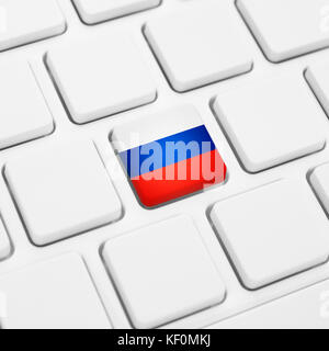 La lingua russa o la Russia web concept. bandiera nazionale pulsante o tasto sulla tastiera bianca Foto Stock