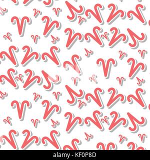 Red aries astronomia icona simbolo segno pattern su sfondo bianco Illustrazione Vettoriale