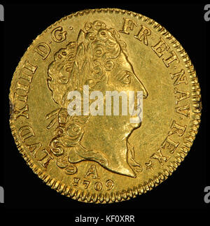 Francia 1709 Un Luigi d'Or (obv) Foto Stock