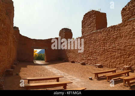 Jemez monumento di Jemez Springs è il sito di un 500 anno vecchio borgo, Giusewa e la missione cattolica di San Jose de Los Jemez Foto Stock