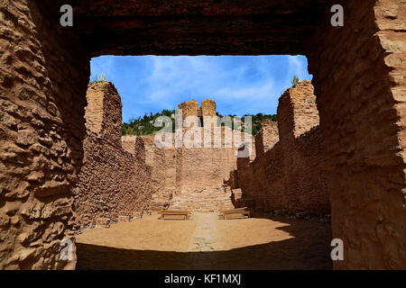 Jemez monumento di Jemez Springs è il sito di un 500 anno vecchio borgo, Giusewa e la missione cattolica di San Jose de Los Jemez Foto Stock