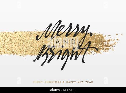 Natale e Anno Nuovo sfondo con oro lucente pennello. xmas greeting card Illustrazione Vettoriale