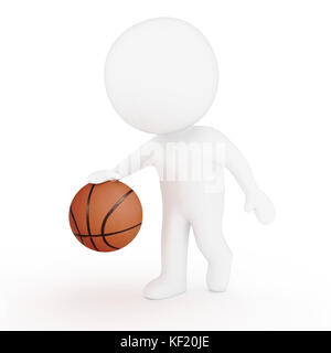 Uomo bianco giocare a basket in 3D rendering Foto Stock