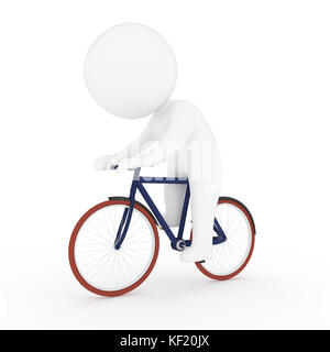 Bianco acceso umana sulla bicicletta in 3D rendering Foto Stock