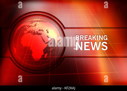 Graphical Ultime notizie lo sfondo con il globo terrestre in centro. 3d'Illustrazione, 3D Render Foto Stock