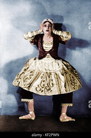 Lydia Sokolova - come la bambola in Stravinsky 's Petrouchka. Balletto Russe di produzione. La musica di Igor Stravinsky, coreografia di Michel Fokine. LS: Inglese ballerina, 1896 - 1974. È: Il compositore russo, 17 Giugno 1882 - 6 aprile 1971. Foto di Iris. Versione Colorised. Foto Stock