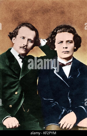 Anton & Nikolai Rubinstein seduto. Ritratto del russo pianista e compositore fratelli di German-Polish discesa. Anton: 28 Novembre 1829 - 20 novembre 1894. Nikolai: 14 giugno 1835 - 23 Marzo 1881. Versione Colorised. Foto Stock