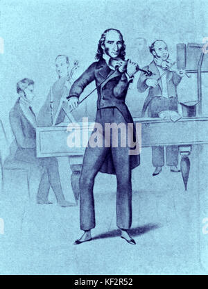 PAGANINI, Niccolo, suona il violino Italiano violinista e compositore (1782-1840) Foto Stock
