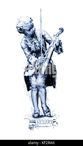 Wolfgang Amadeus Mozart - ritratto del giovane compositore austriaco tenendo un violino. 27 Gennaio 1756 - 5 dicembre 1791. Foto Stock