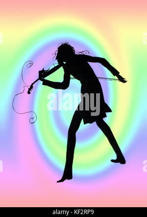 PAGANINI, Niccolo - Silhouette a suonare il violino. Virtuoso Italiano violinista (1782 - 1840 ) Foto Stock