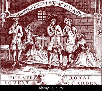 Il Covent Garden opera house biglietti basato su Gay 'La Beggar's Opera". La didascalia recita " per il beneficio del signor Walker. Theatre Royal. Il Covent Garden." Londra Foto Stock