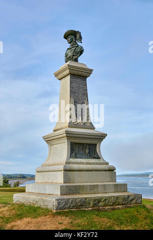 Pierre Dugua Sieur de Mons monumento, Charles Fort National Historic Site, Fort Anne, Annapolis Royal Nova Scotia, Canada Foto Stock