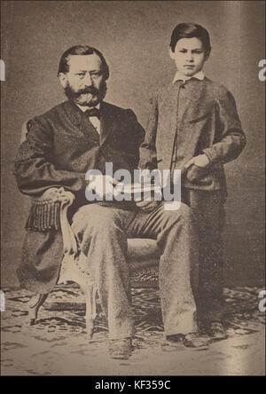 Sigmund Freud come un bambino con il suo padre Foto Stock