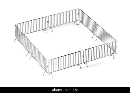 Barricate quadrato con mobile recinzioni in acciaio Foto Stock