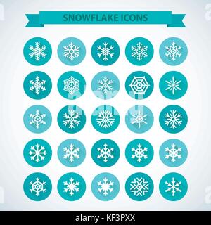 Semplici icone di fiocco di neve con lungo effetto ombra Illustrazione Vettoriale