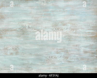 Turbati e stagionato turchese dipinta superficie di legno che mostra segni di usura e usura Foto Stock